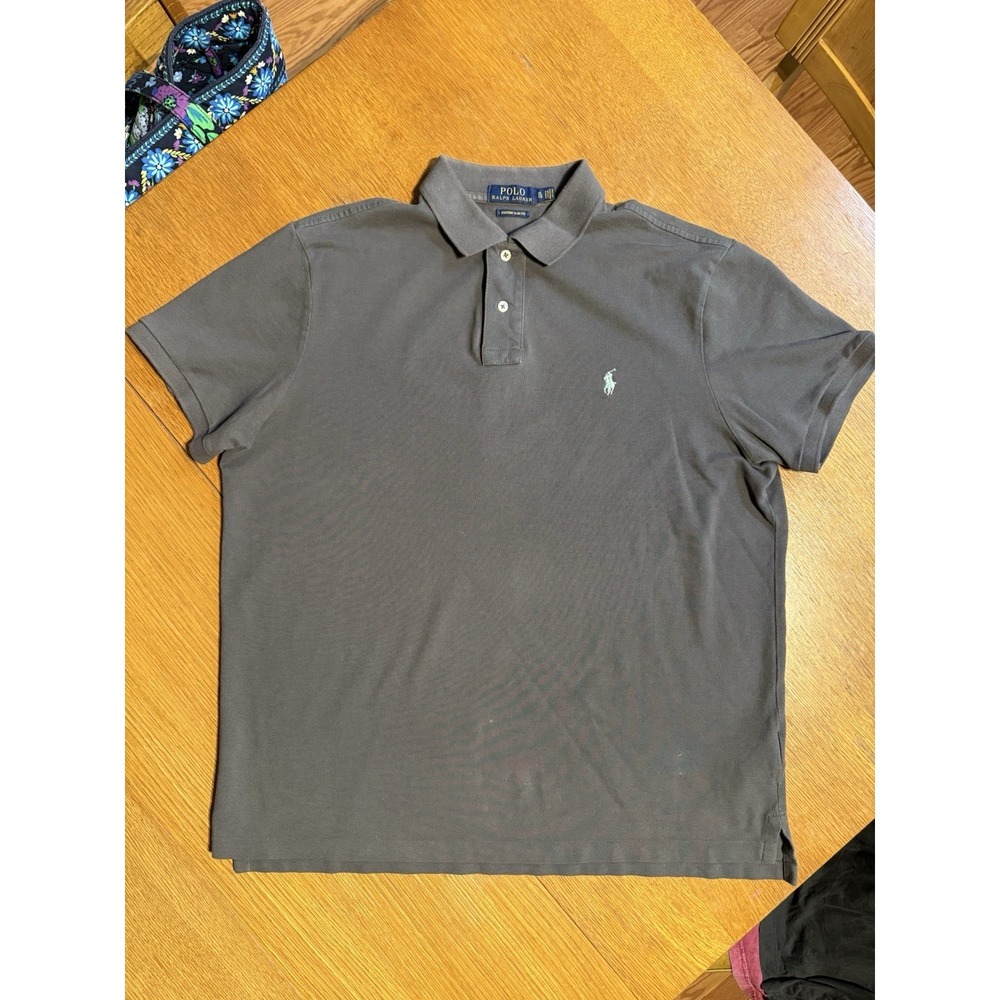 Polo Ralph‎ Lauren Polo Shirt XL Custom Slim Fit Gray Green Pony - Picture 2 of 8